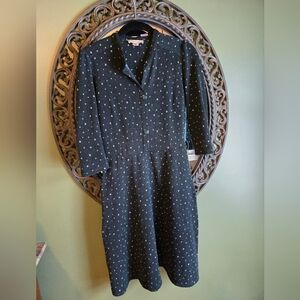 Elegant Forest Green Polka Dot Dress